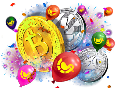 Des pièces de Crypto en fête